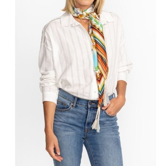 Johnny Was Felix Scarf Silk Square Large Floral Tassels Orange Scarves Blue New - Picture 2 of 3